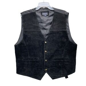 Basic Editions Suede Leather Vest Men's Large Moto Western 90's Cowboy Ren Faire